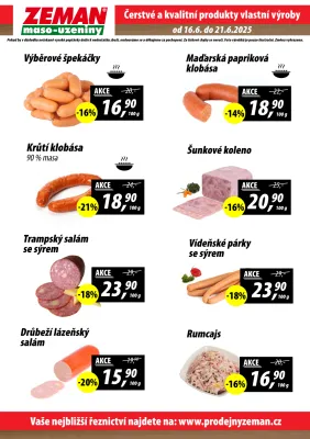 akční leták ZEMAN maso - uzeniny 16.6.2025-21.6.2025