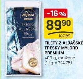 Aljašská treska filé bez kosti mražené Premium Mylord