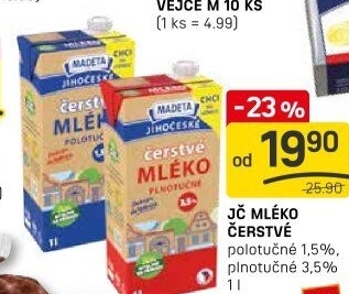 Mléko čerstvé Jihočeské Madeta