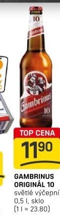 Pivo světlé výčepní Originál 10° Gambrinus