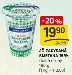 Smetana zakysaná Jihočeská Madeta 15%