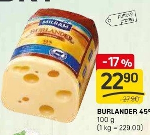 Sýr Burlander 45% Milram