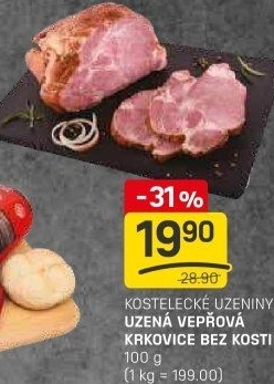 Vepřová krkovice uzená bez kosti Kostelecké uzeniny