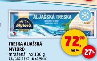 Aljašská treska filé bez kosti mražené Premium Mylord