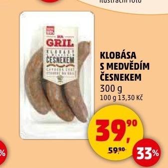 Klobása s medvědím česnekem Na gril Penny