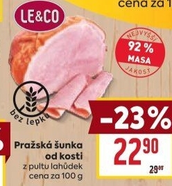 Šunka pražská od kosti nejvyšší jakosti LE&amp