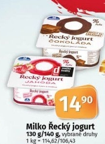 Ochucený jogurt řecký 0% Milko
