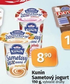 Ochucený jogurt sametový Mlékárna Kunín