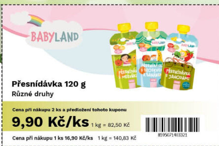 Přesnídávka ovocná kapsička Babyland