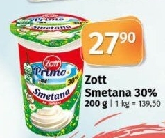 Smetana ke šlehání 30% Primo Zott