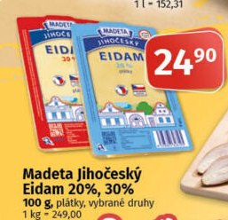 Sýr Eidam Jihočeský 20% Madeta