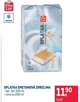 Smetanová zmrzlina oplatka Fine Life