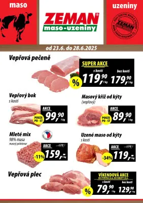 akční leták ZEMAN maso - uzeniny 23.6.2025-28.6.2025