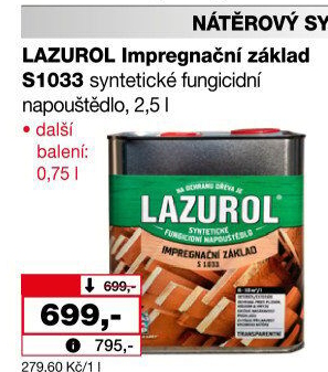 Impregnační základ na dřevo Lazurol