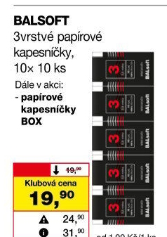 Papírové kapesníčky 3vrstvé BALsoft