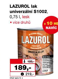 Univerzální lak na kov a dřevo Lesk Lazurol
