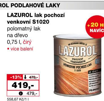 Venkovní pochozí lak Lazurol