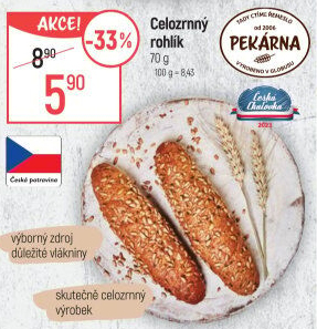 Celozrnný rohlík
