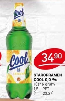 Nealkoholické pivo ochucené Staropramen Cool