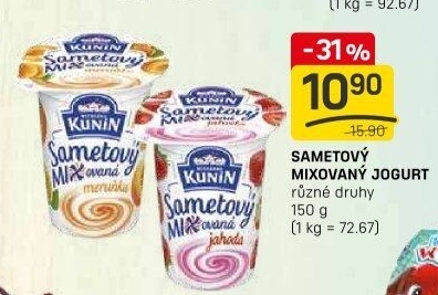 Ochucený jogurt sametový Mlékárna Kunín