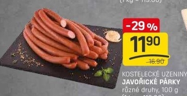 Párky javořické Kostelecké uzeniny
