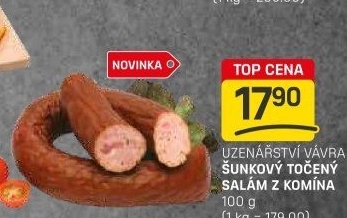 Salám šunkový točený z komína Uzenářství Vávra