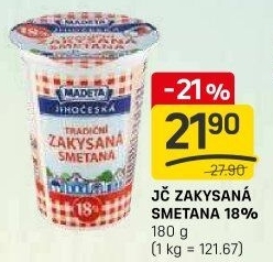 Smetana zakysaná Jihočeská Madeta 18%