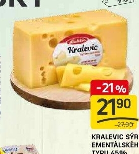 Sýr ementálského typu 45% Kralevic Laktos