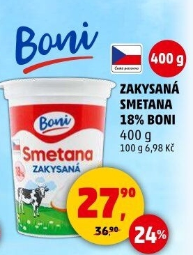 Smetana zakysaná Boni 18%