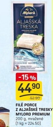 Aljašská treska filé bez kosti mražené Premium Mylord