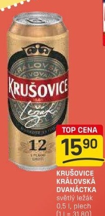 Pivo světlý ležák Královský 12° Krušovice