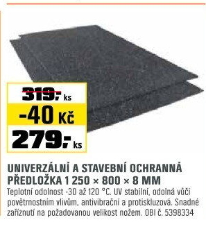Ochranná podložka1250x800x8mm