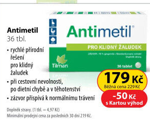 Doplněk stravy proti nevolnosti Antimetil