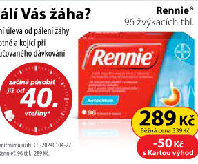 Žvýkací tablety proti pálení žáhy Rennie