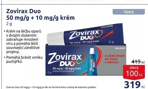 Krém na opary Duo Zovirax