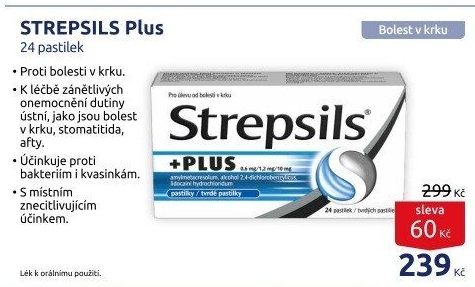 Pastilky proti bolesti v krku Plus Strepsils