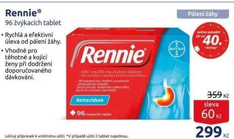 Žvýkací tablety proti pálení žáhy Rennie