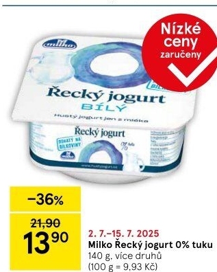 Bílý jogurt řecký 0% Milko