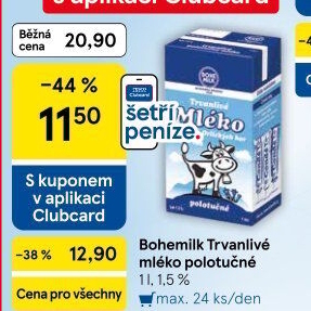 Mléko trvanlivé Bohemilk - 1,5% polotučné