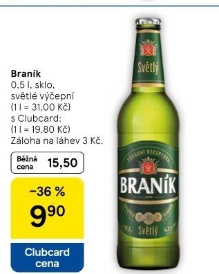 Pivo světlé výčepní 10° Braník