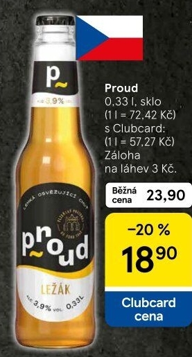 Pivo světlý ležák Proud