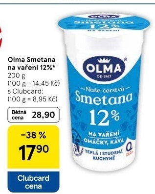 Smetana na vaření Olma 12%