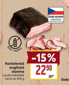Anglická slanina kostelecká Kostelecké uzeniny
