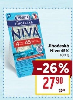 Sýr Niva Jihočeská 45% Madeta