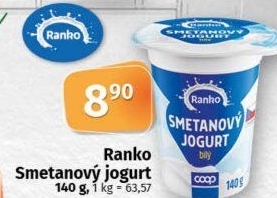 Bílý jogurt smetanový Ranko