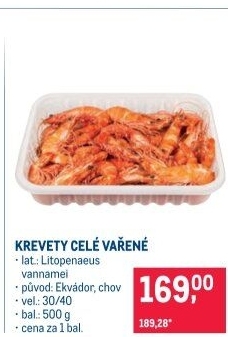Krevety vařené