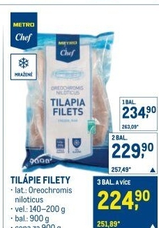 Tilápie filety mražená Metro Chef