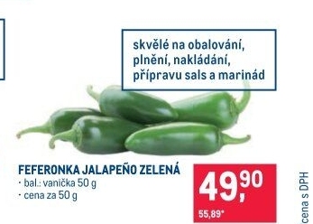 Zelené papričky Jalapeňo