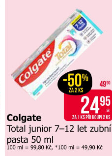 Pasta na zuby Junior total Colgate