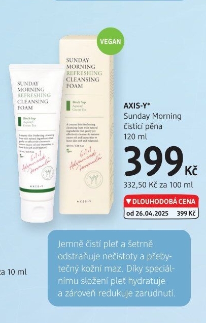 Čisticí pleťová pěna Sunday Morning AXIS-Y
